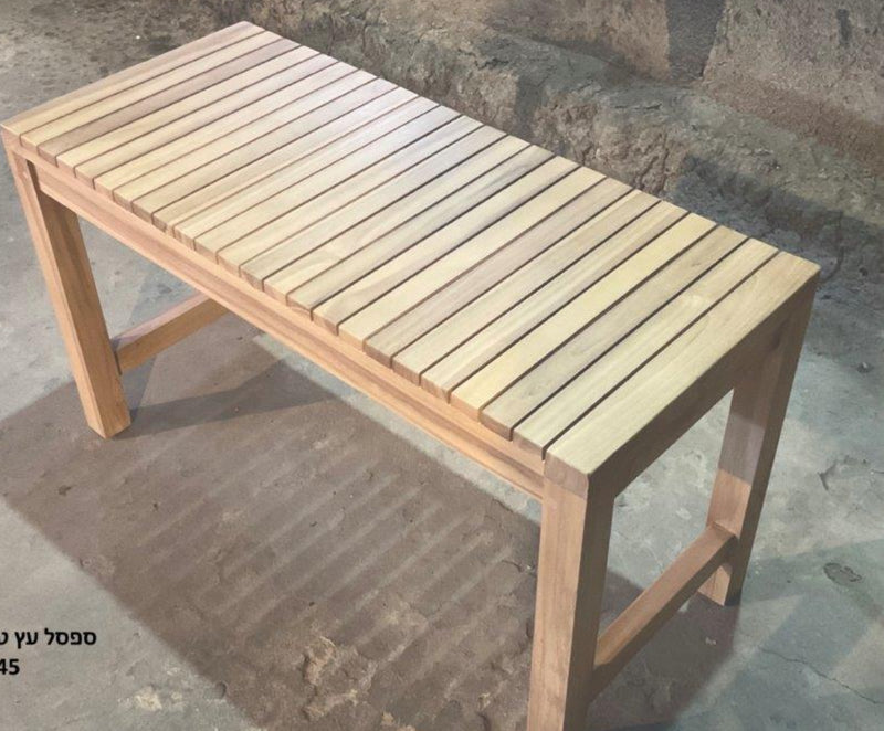 ספסל  עץ טיק 80 סמ  פסים דגם מוגי