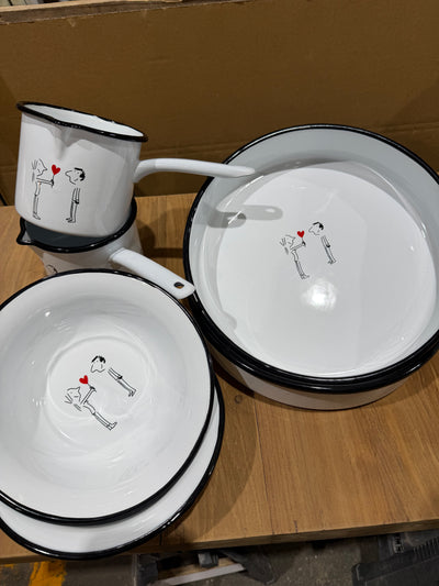 קערה פיילה 22 ס"מ אמייל זוג אוהב