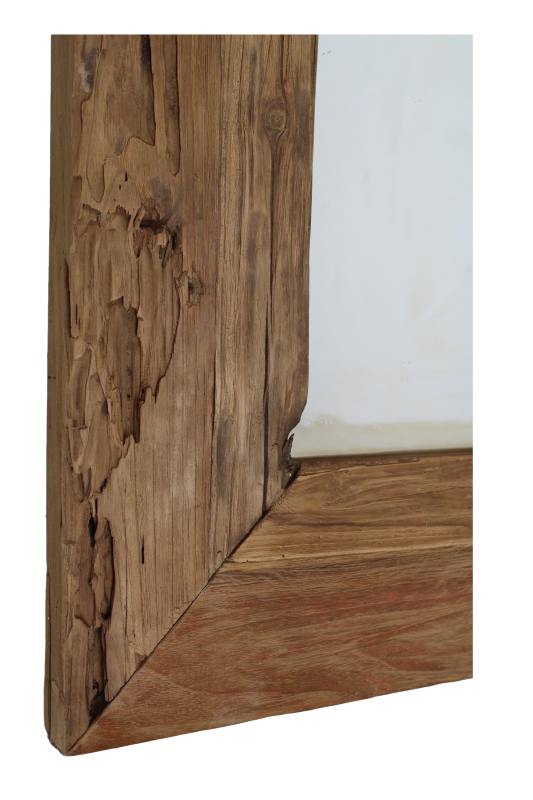מראה מלבנית 140 ס"מ עם מסגרת מעץ טיק