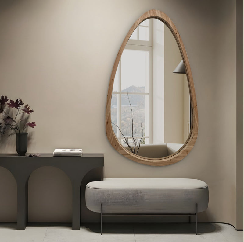 מראה מסגרת עץ אמורפית ביצה 85/140