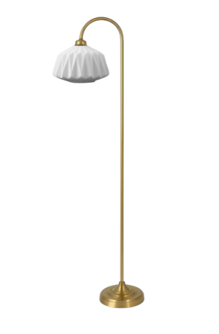 מנורה עומדת נחושת זכוכית חלבית AM901