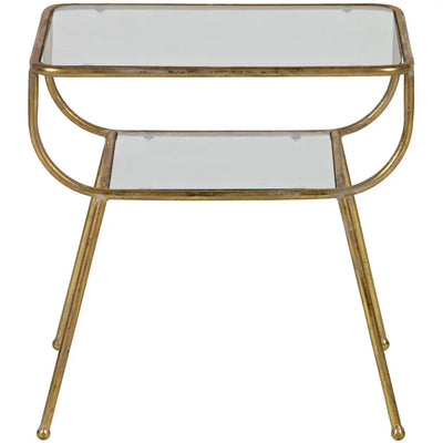 שולחן צד זכוכית ופליז עתיק Hootam