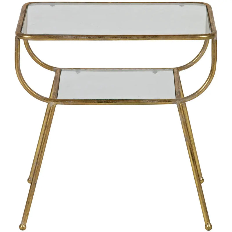 שולחן צד זכוכית ופליז עתיק Hootam