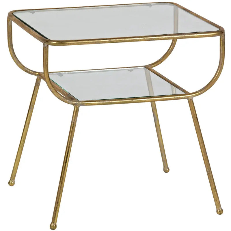 שולחן צד זכוכית ופליז עתיק Hootam