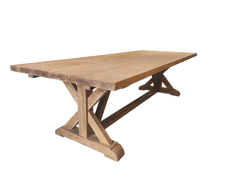 180-240 ס"מ שולחן אוכל מעץ טיק עם פתיחות רגל איקס