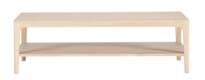 שולחן קפה ארנסט עץ אלון מלא עם מדף