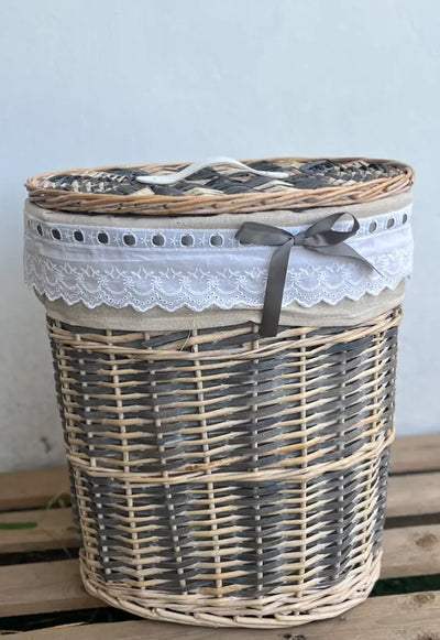 סל קש אפור/חום אובלי Hootam