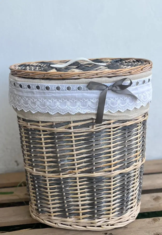 סל קש אפור/חום אובלי Hootam