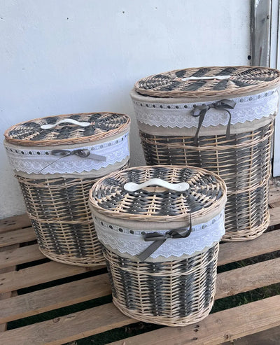 סל קש אפור/חום אובלי Hootam