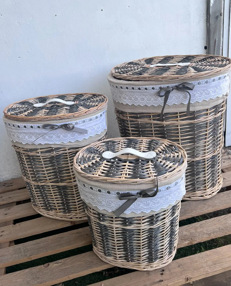 סל קש אפור/חום אובלי Hootam