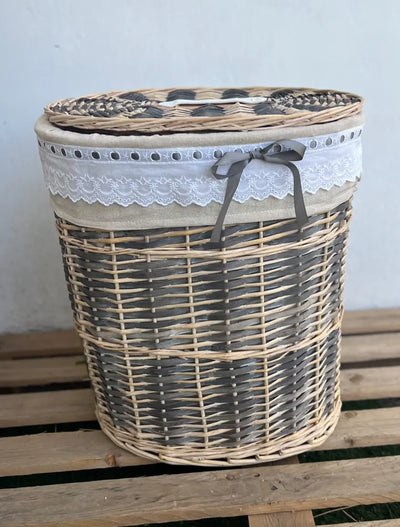 סל קש אפור/חום אובלי Hootam