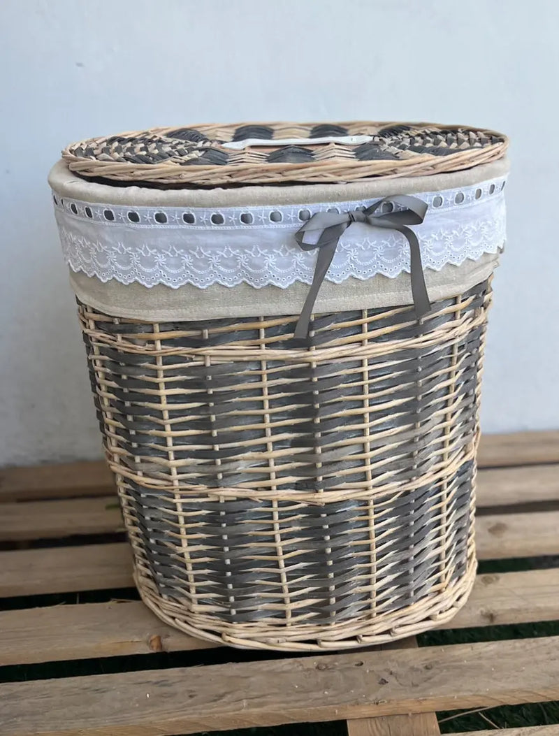 סל קש אפור/חום אובלי Hootam