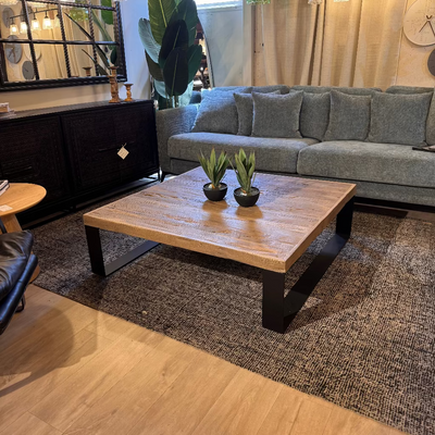 שולחן סלון  מעץ אלון משוחזר דגם אלפא