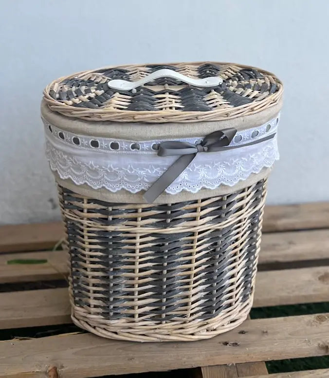 סל קש אפור/חום אובלי Hootam