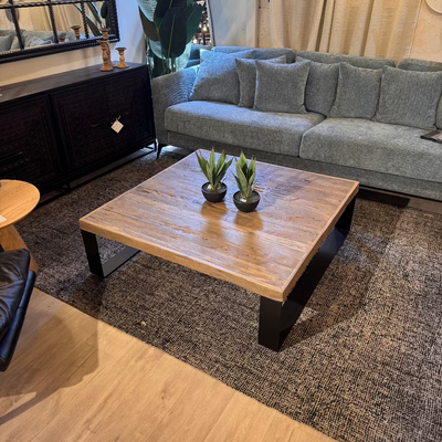 שולחן סלון  מעץ אלון משוחזר דגם אלפא