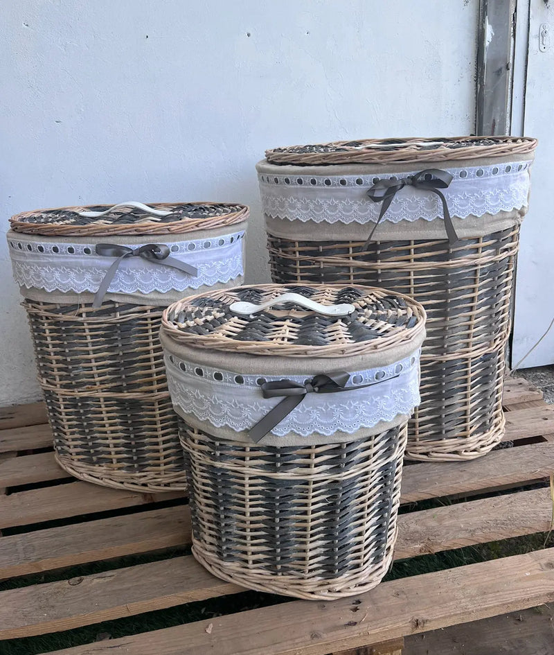 סל קש אפור/חום אובלי Hootam