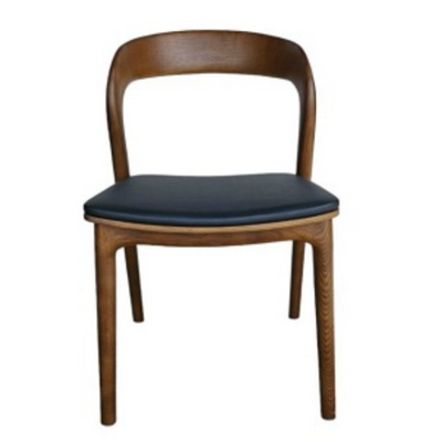 כסא אוכל דגם דגם רוקי צבע אגוז מרופד דמוי שחור