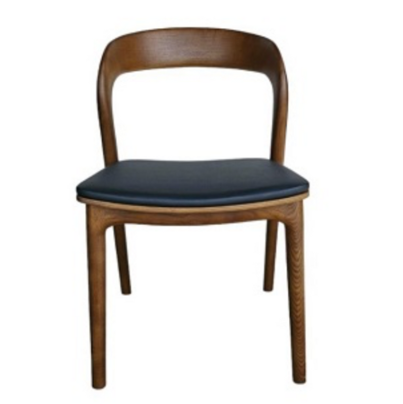 כסא אוכל דגם דגם רוקי צבע אגוז מרופד דמוי שחור