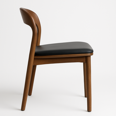 כסא אוכל דגם דגם רוקי צבע אגוז מרופד דמוי שחור