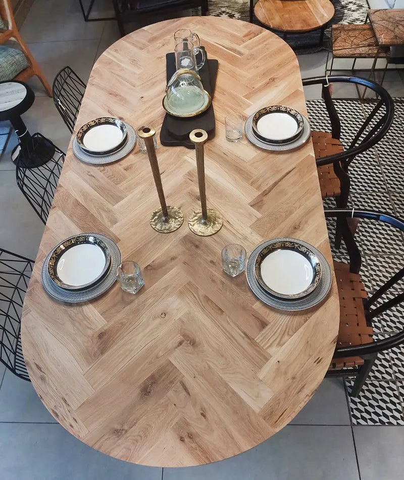 שולחן אוכל אובלי דגם פישבון Hootam