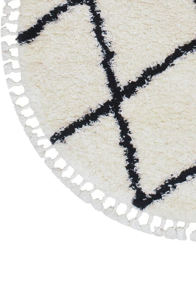 שטיח ברבר אריגה עגול שחור לבן
