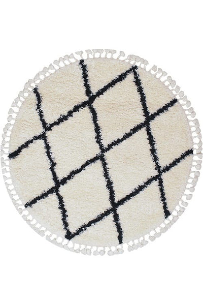 שטיח ברבר אריגה עגול שחור לבן