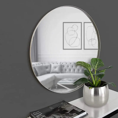 מראה עגולה מסגרת כסף