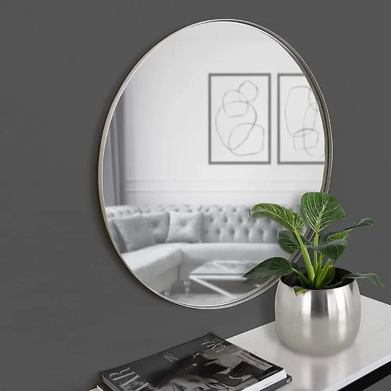 מראה עגולה מסגרת כסף