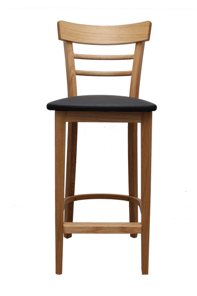 כסא בר טומי אלון מרופד שחור