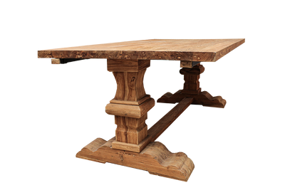שולחן אוכל מעץ טיק עם הגדלות רגל אננס 240-280 ס"מ