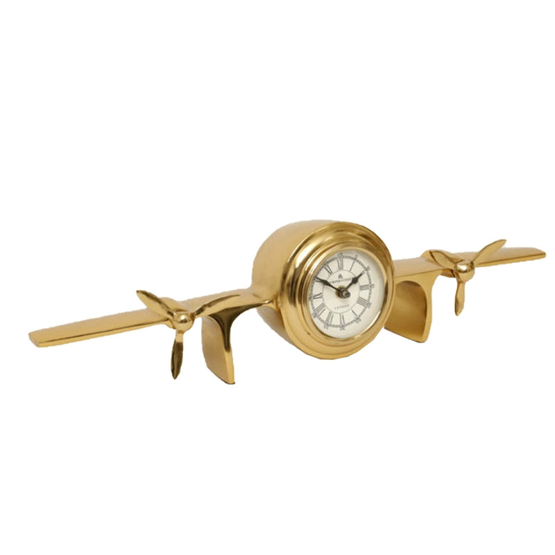 שעון שולחני דגם מטוס BRASS GOLD